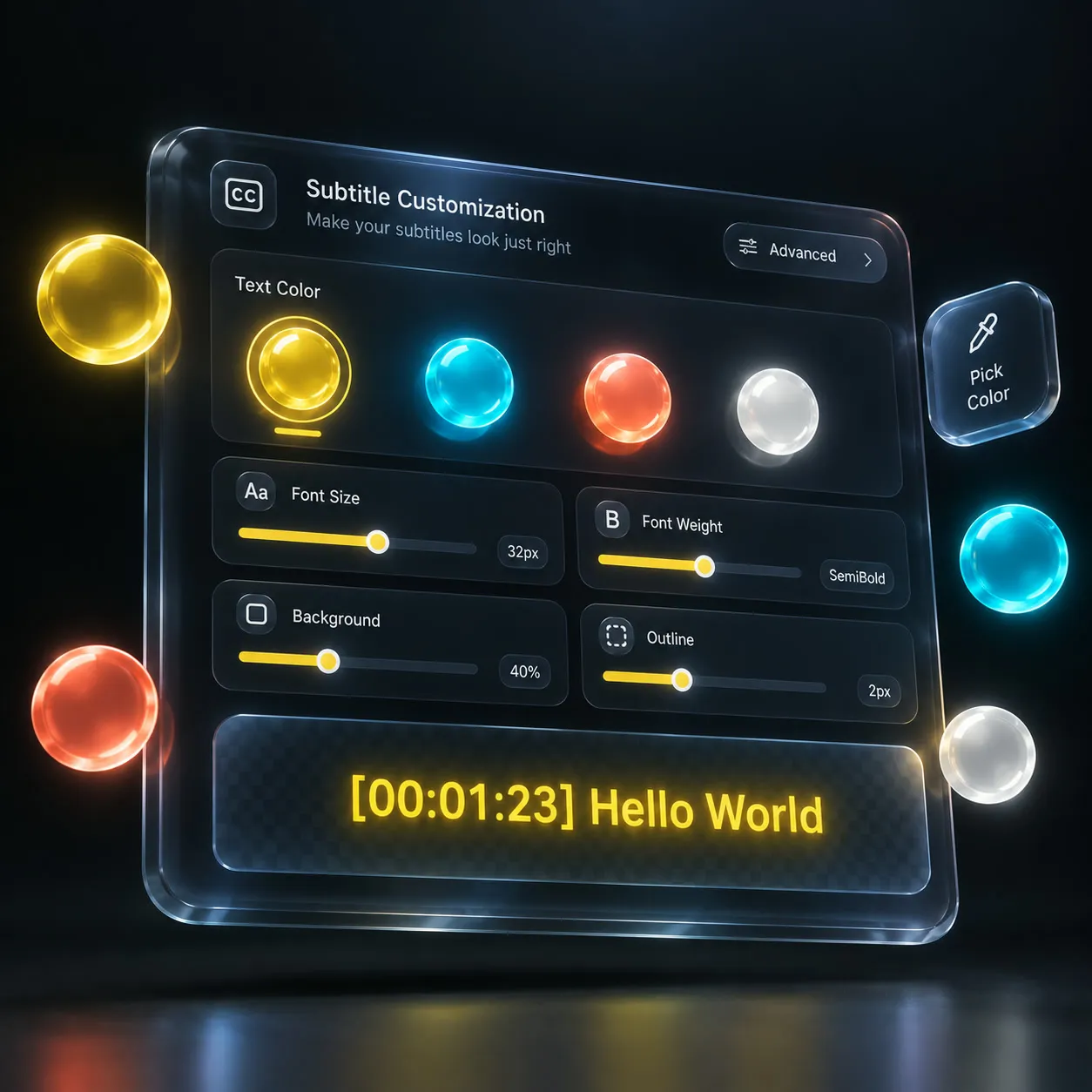 Subtitle styling customizer